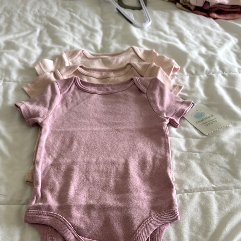NWT Cloud Island Pinks Bodysuits Soft Cotton One Pieces 3 in set - Picture 1 of 3